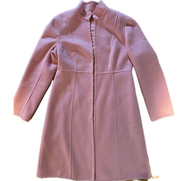Kenar‎ Women's Pink Wool Long Jacket Size 6 Solid Lined - Picture 1 of 7